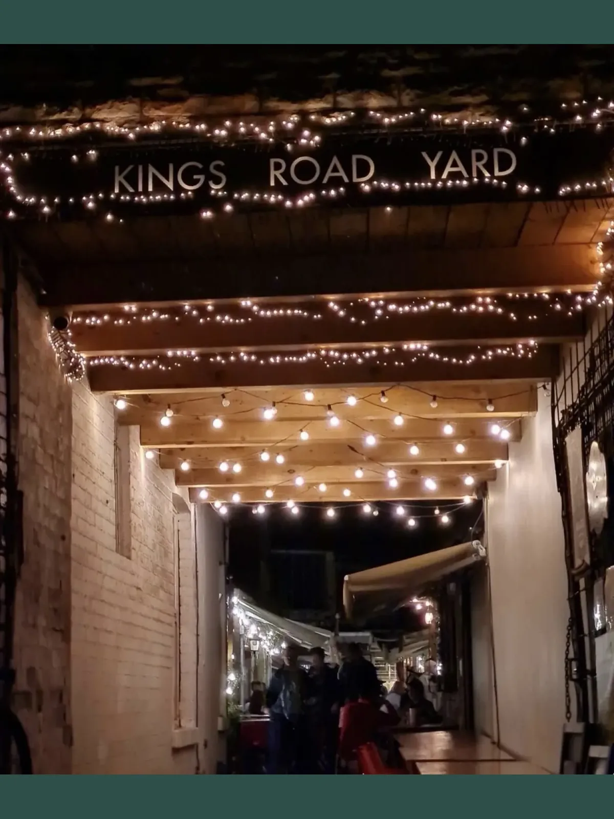 Kings Road Yard at night, fairy lights in full